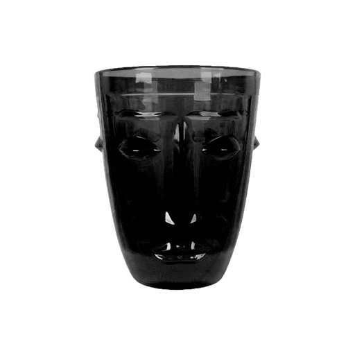 Verre gobelet visage noir D8 H10cm
