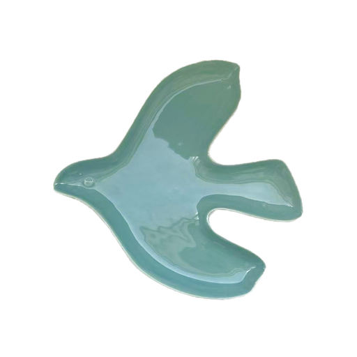 Coupelle oiseau bleu givré L20 P20 H5cm